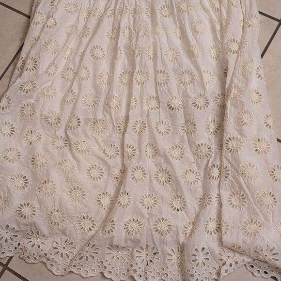 NEW Madewell Aubriella Midi Dress Embroidered Drop-Waist Floral Eyelet Cream - Picture 4 of 15